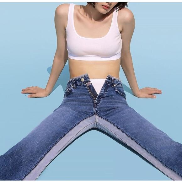 NEW Daily Blue by Adriano Goldschmeid Virgo Wide Leg Jeans Two Toned Size 26 - Picture 5 of 16